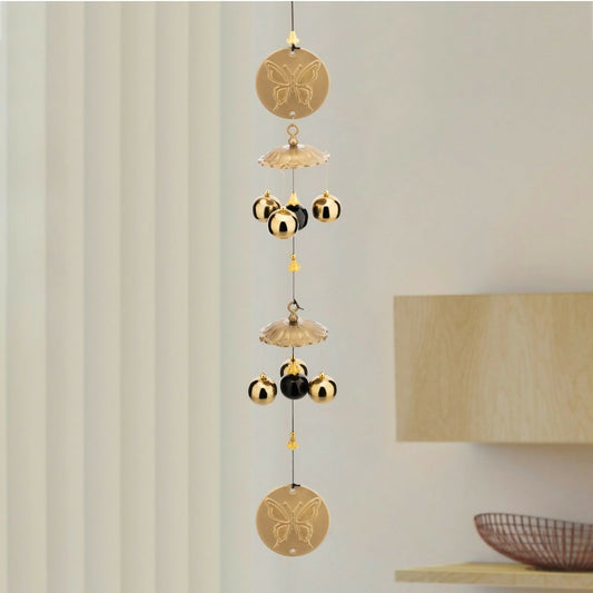 6 Bell House Decorative Hanging Wind Chimes for Home Positive Energy | Wind Chimes for Home Balcony Windows Bedroom Living Room Garden Hanging Indoor Outdoor Decoration with Sweet Sound (24 inch)